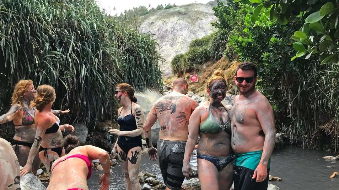 Guests enjoying the Soufriere mud baths