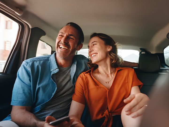 Travelers riding comfortably during a transfer